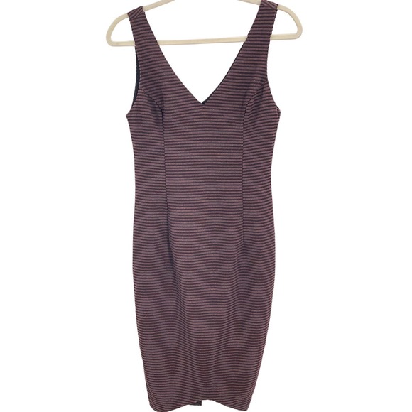 ASTR the Label Women Size Medium Striped Body-Con Sleeveless Dress Brown & Black - Picture 8 of 8